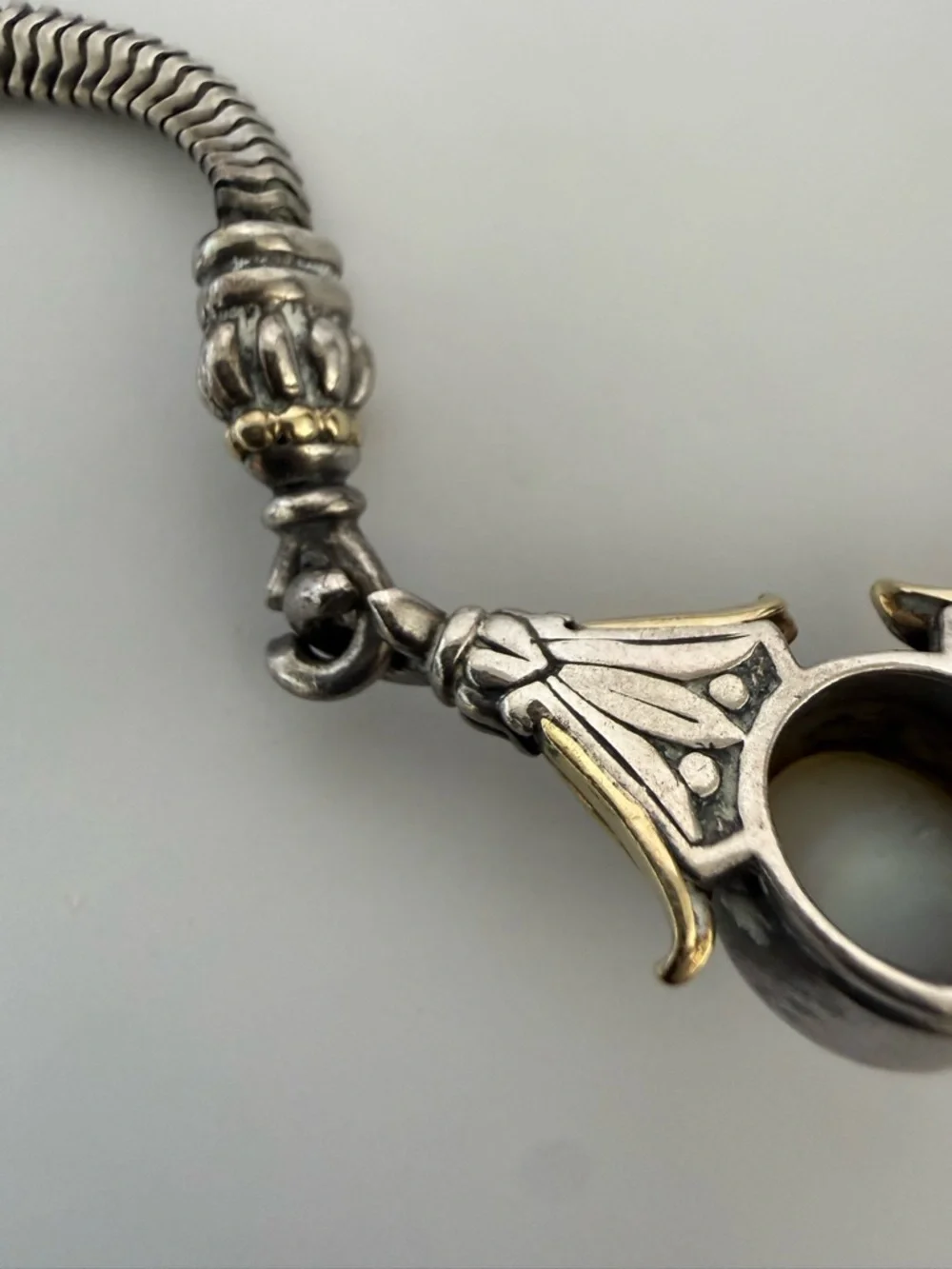LAGOS Caviar sterling silver and 18K yellow gold chain necklace pearls Vintage